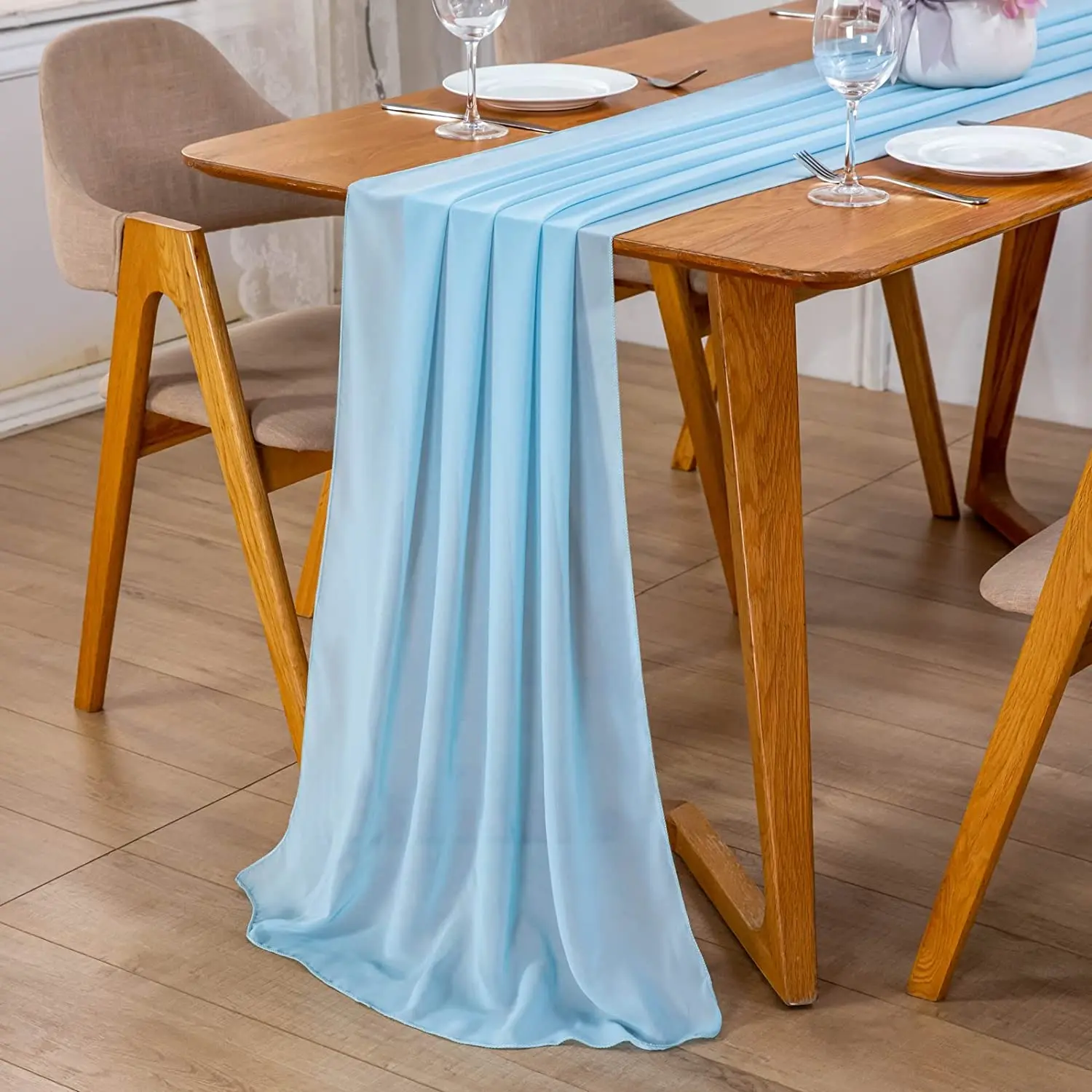 

10Ft Wedding Chiffon Table Runner Romantic Long Sheer Gauze Dining Table Decoration Boho Wedding Party Bridal Shower Table Cover