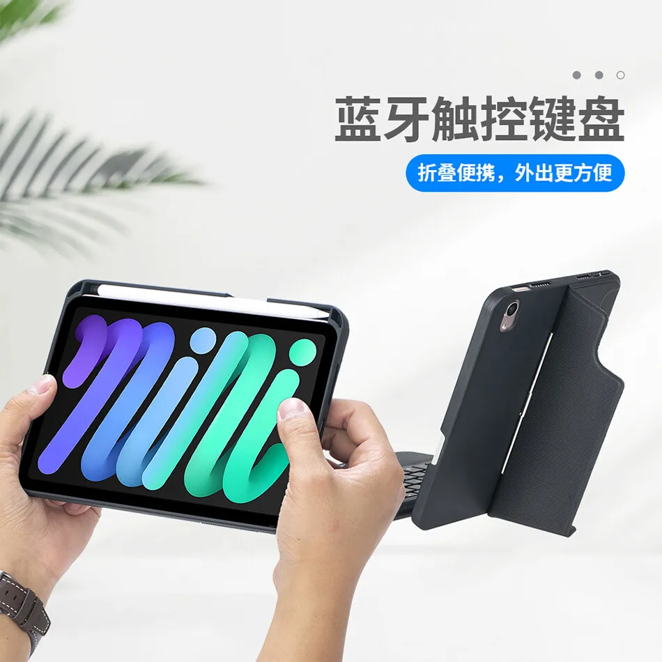 Ifarcase Cores Teclado Retroiluminado para Ipad Mini Case de Couro com Slot Lápis Bluetooth Destacável Teclado Toque Mágico - Imagem 5