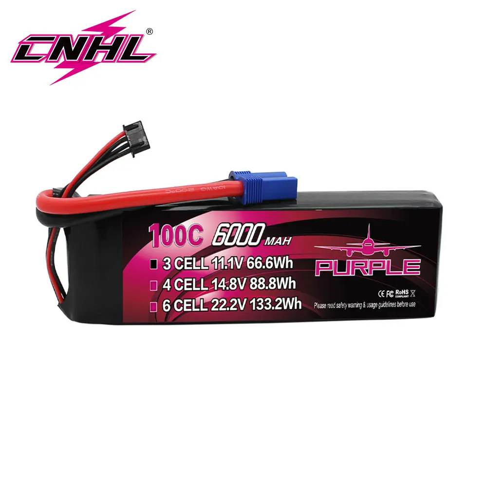 

CNHL 3S 4S 6S Lipo Battery 6000mAh 11.1V 14.8V 22.2V 100C with EC5 Plug for RC Car Truck Tank Truggy Boat Vehicle Buggy Hobby