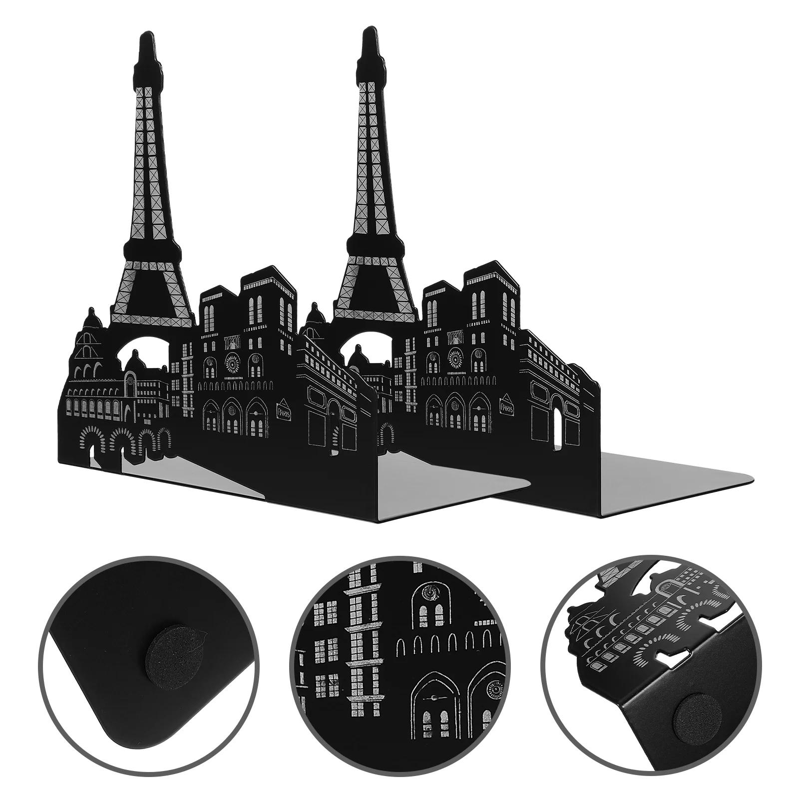 

2 Pcs Tower Bookends Office Decor File Crafted Magazine Metal Stands Bookstand Wrought Iron Silhouette Student