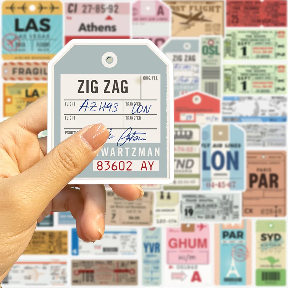 Vintage Boarding Pass Air Tickets Stickers 10/20/40pcs World Travel Decals Toy DIY Luggage Suitcase Car Phone Waterproof Sticker Rivet Nut Decorative Labels Stickers Self Adhesive Stickers Paper Stickers Adhesive Stickers