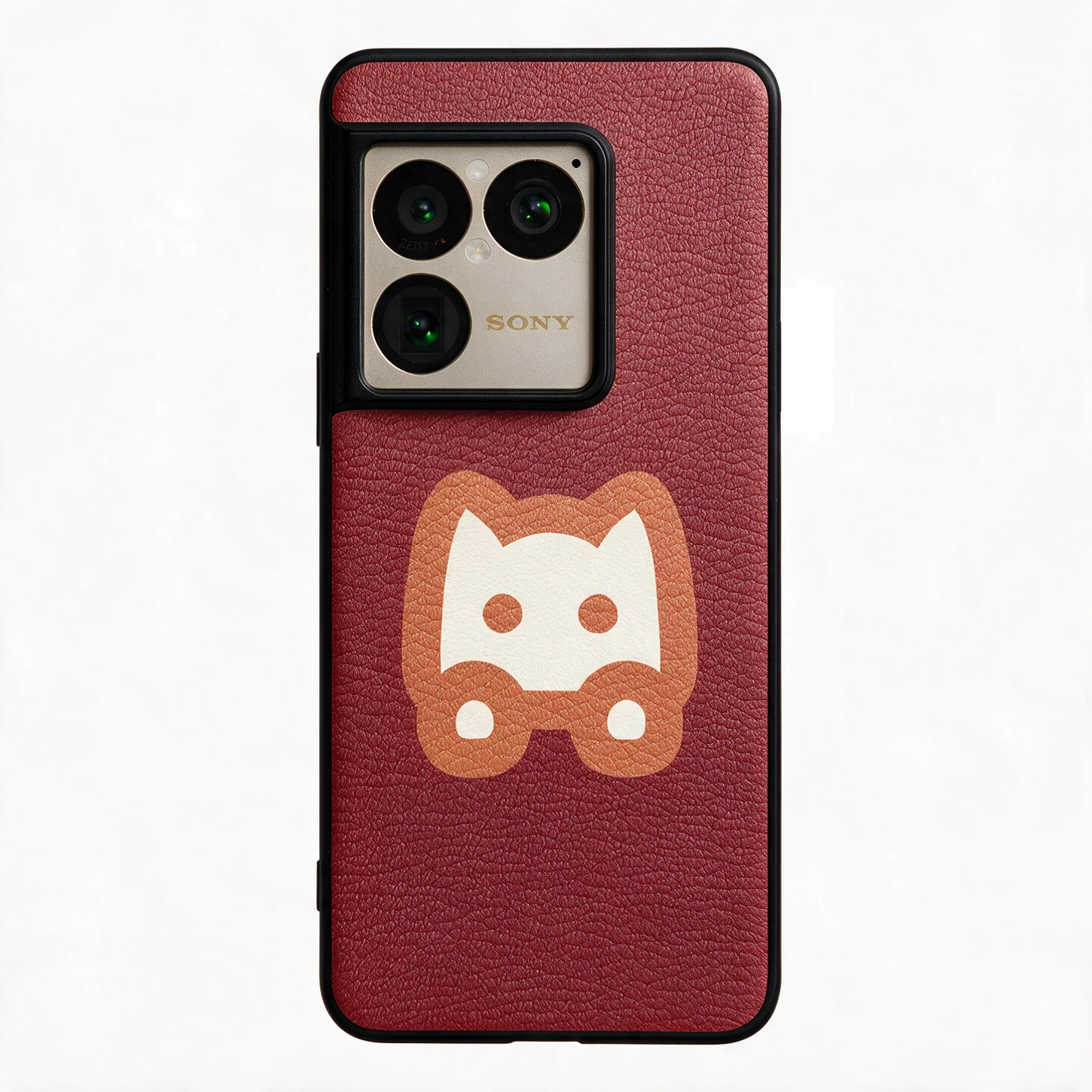 Luxury Genuine Leather Cat Pattern Phone Case for Women - Shockproof and Stylish