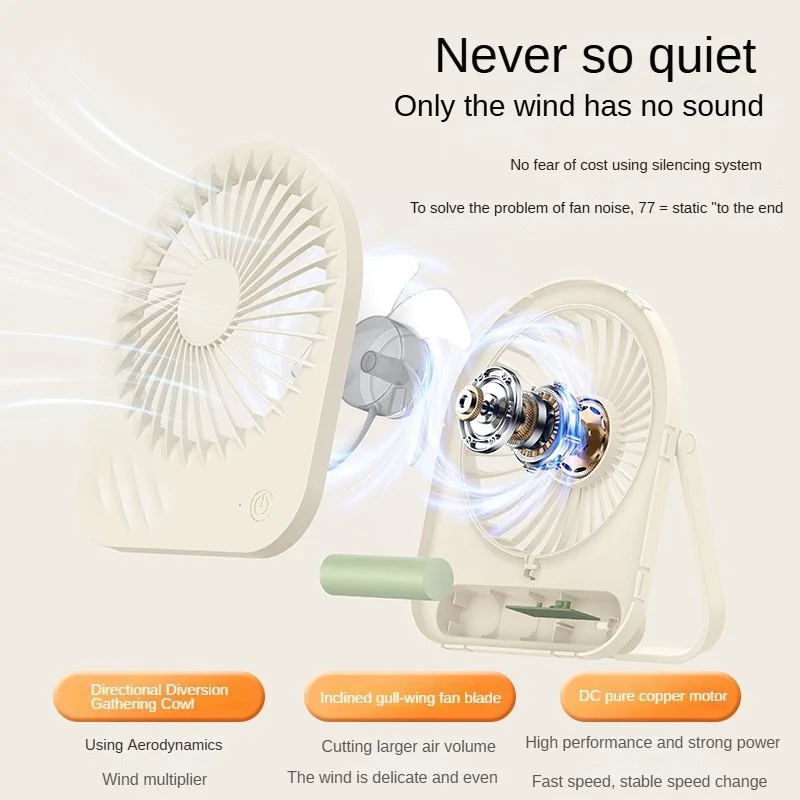 USB Portable Fan New Rechargeable Models of Long-lasting Wind Power Ultra-quiet Outdoor Folding Handheld Super-bo Desktop Fan