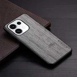 Elegant Wood Grain PU Leather Phone Cover for OPPO Reno16 FS 5G (Light Gray)