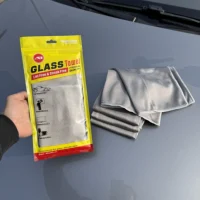 AUTOBRIGHT Gray 40cm x 40cm 400GSM High-Quality Glass Cleaning Towel for Cars Kitchenware Windows Interiors Electronics Cloths 2