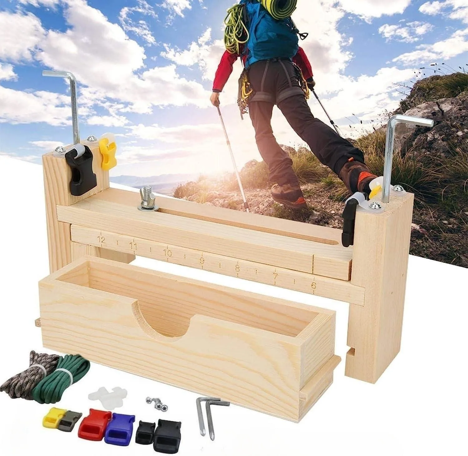 Wooden Jig Paracord Bracelet Making Kit With Release Buckle & 2pcs random color paracord Handmade Accessories DIY Braided Frame