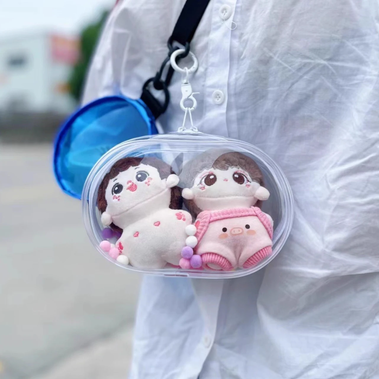 Tansparent Protect Case For Labubu Plush Doll  Dustproof PVC Storage Bag for Popmart Bubble Toys Box