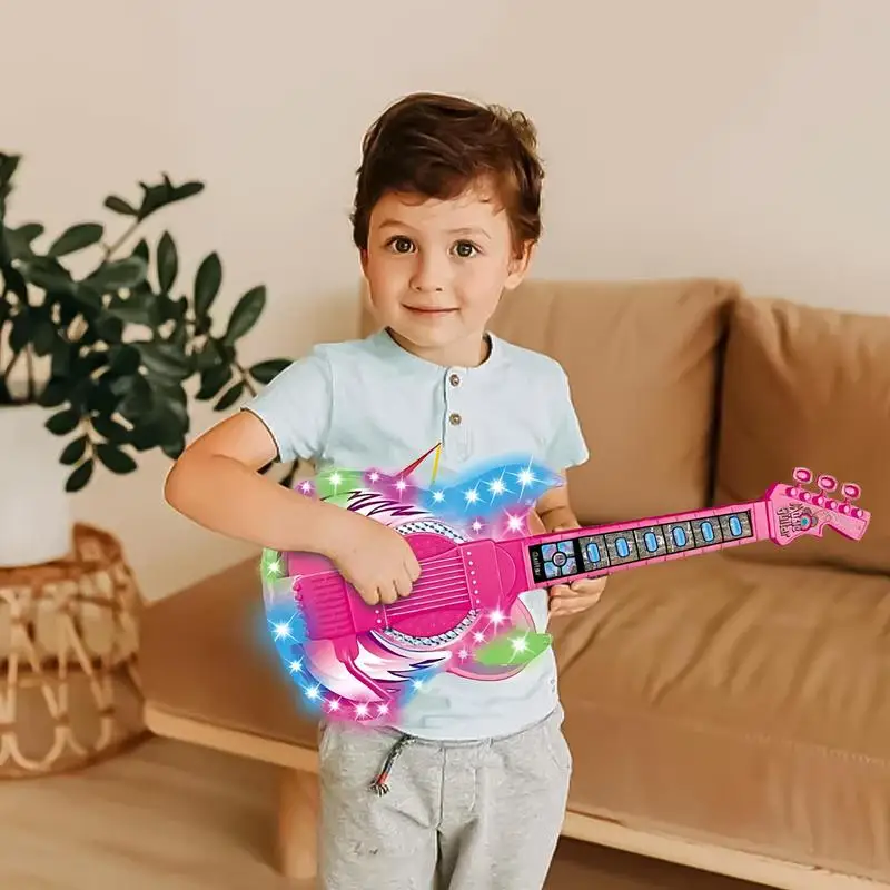 Kids Electric Guitar And Microphone Set Guitar Toys With Music Guitar Toys With Music And Colorful Light Microphone With