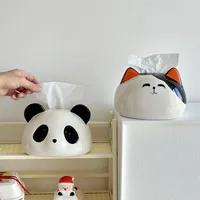 Cute Panda Tissue Box Drawing Box in The Living Room Bathroom Ceramic High-end Coffee Table Paper Box Home Decoration Napkins 1