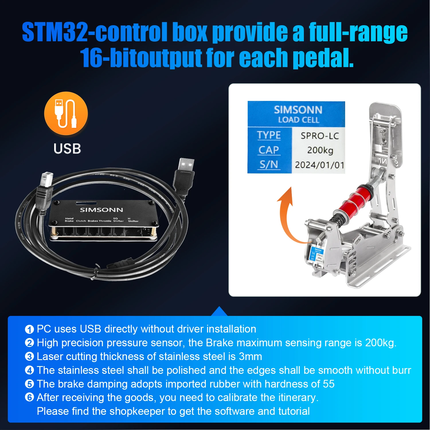 Sim Racing Pedals PC SimRacing Pedals Pressure Sensor Pedal Racing Simulation compatible with logitech g29 G27 sim racing cockpit simulator