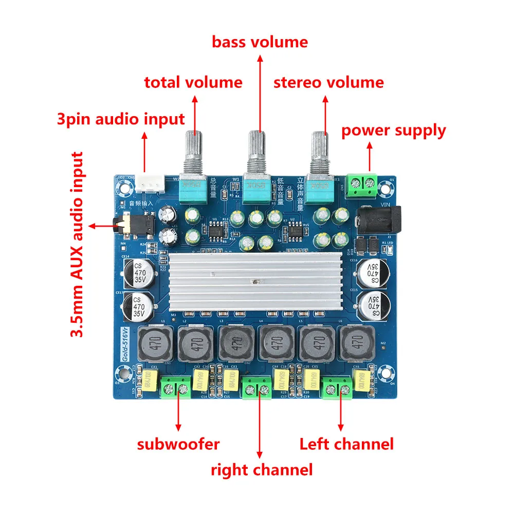 thumbnail image 2 of Bluetooth Module 2Pcs TPA3116D2 Digital Amplifier Board XH-M562 - 2x50W Dual Channel Audio Amp For Speakers Bluetooth Amplifier Board 2 of 10
