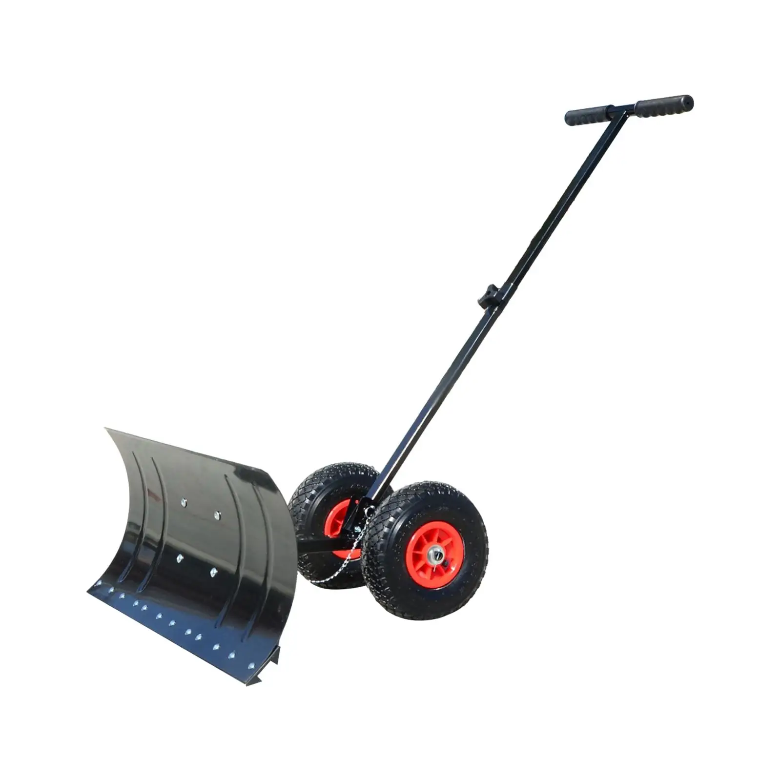 Wheeled Snow Shovel Pusher Efficient Heavy Duty Multi Angle Metal Sleigh Shovel Snow Plow for Park Doorway Walkways Driveway Car