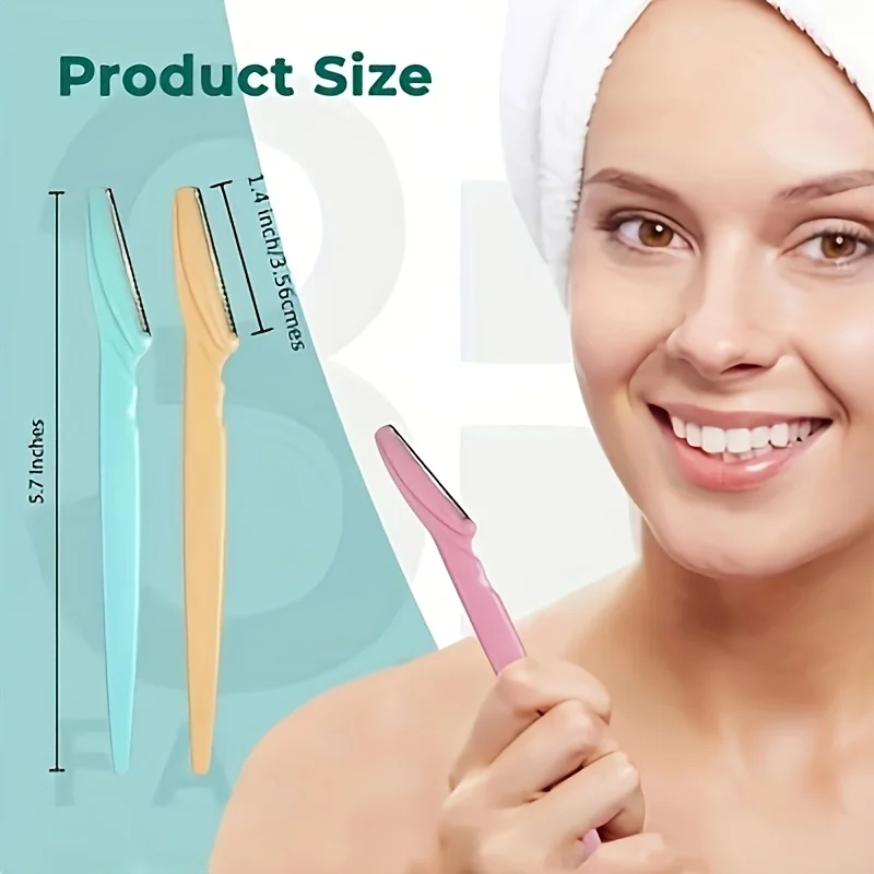 Description Picture 2 of item12pcs stainless steel eyebrow knife - fragrance-free multi-functional body hair removal tool with sharp blade for easy trimming