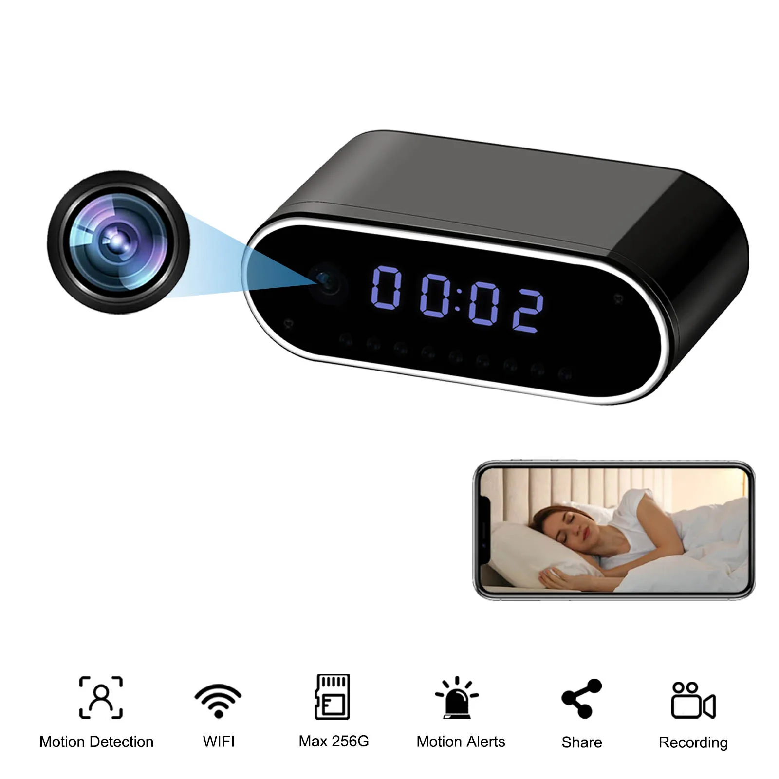 Mini Kamera Saati - 4K Çözünürlük, WiFi, Gece Görüşü, Hareket Algılama, Uzaktan Görünüm, Pil ile Gizli Gözetim Kamerası