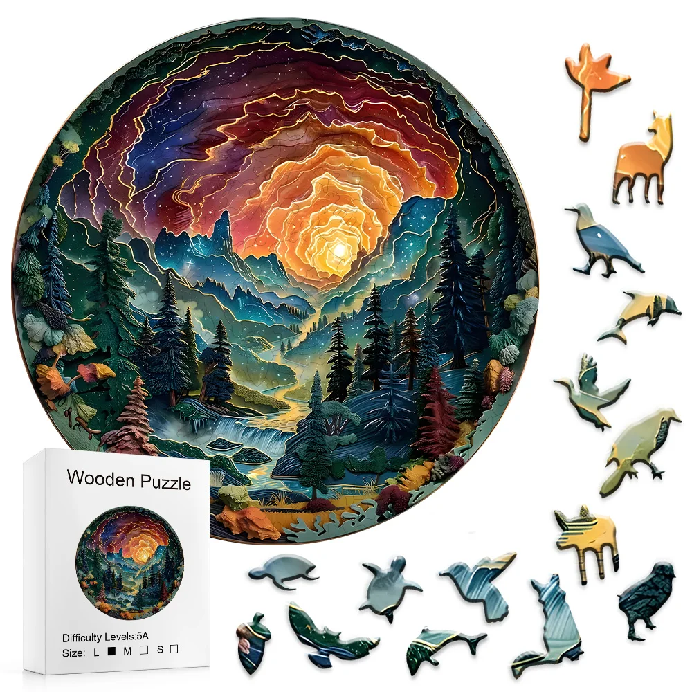Sunset Forest Puzzle - Unique Wooden Puzzle, Suitable for Family Game Nights, Perfect Christmas, Halloween, Birthday Gifts 3