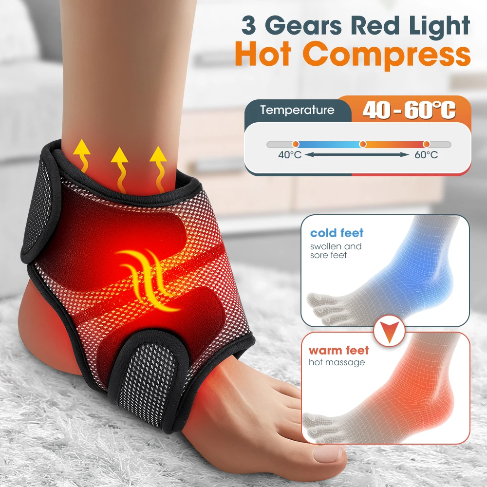 Electric Foot Ankle Massager Heating Foot Compress Vibration Relaxation Brace Belt Plantar Joint Sprain Ankle Support Massager