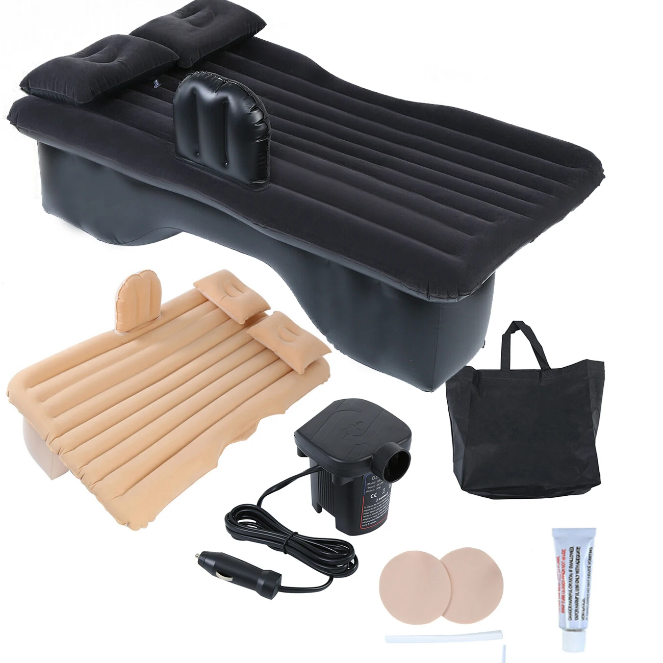 Cama inflable para coche, colchón de aire para asiento trasero de viaje con bomba, descanso, sueño, Camping