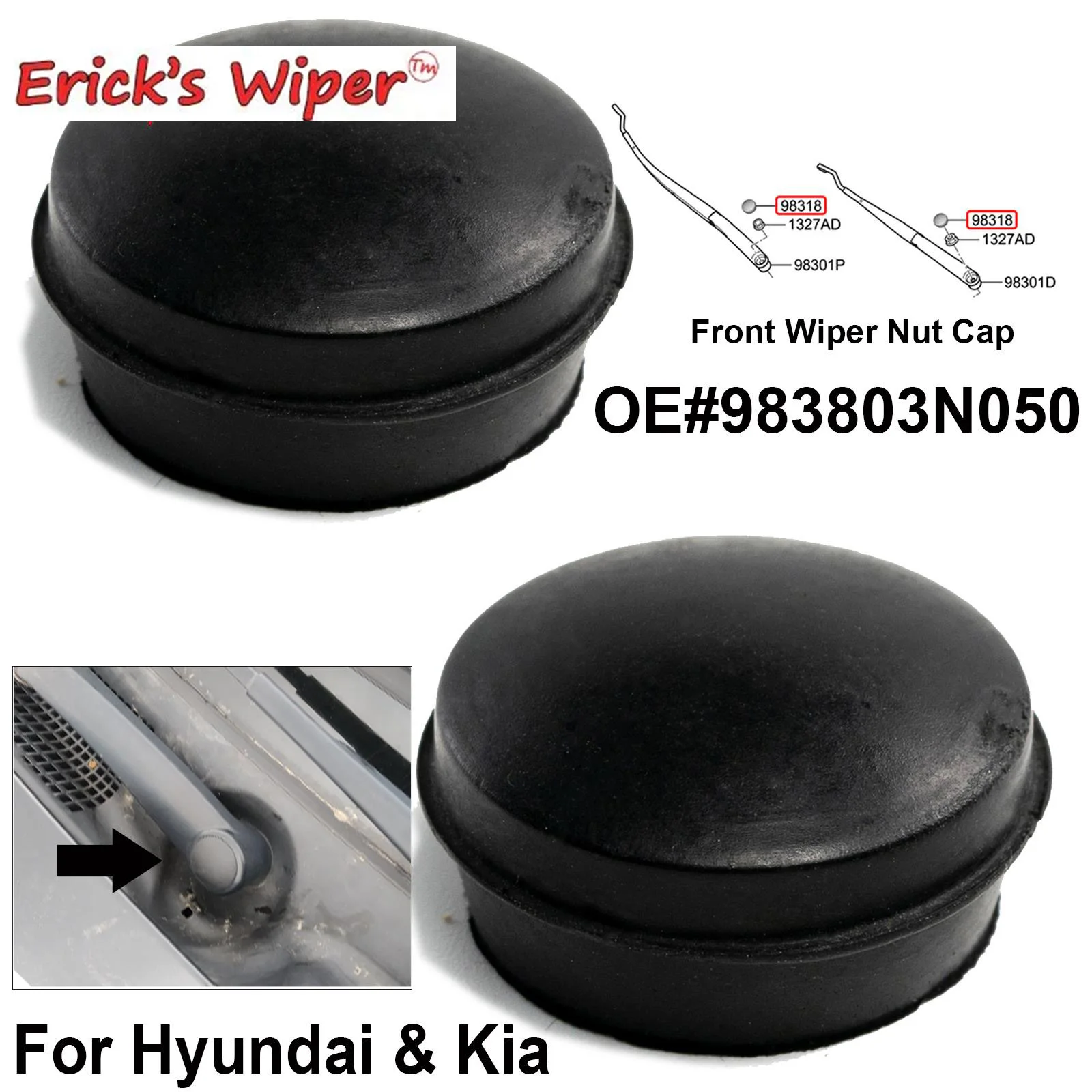 

Erick's Wiper Car Front Windshield Wiper Arm Nut Cap Cover For Hyundai Kia i20 i30 i40 ix55 Tucson ix35 Santa Fe Sonata Window