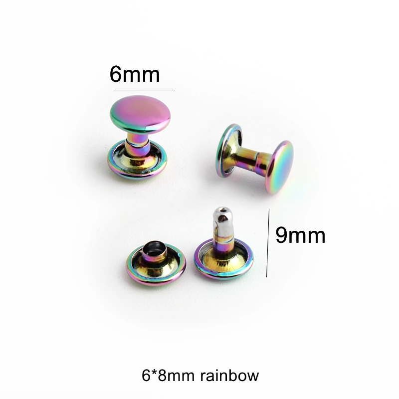Nolvo Welt 20-100 stücke 6mm 8mm10mm regenbogen metall 2 seiten nagel dekorative studs handtasche niet taschen hardware nagel