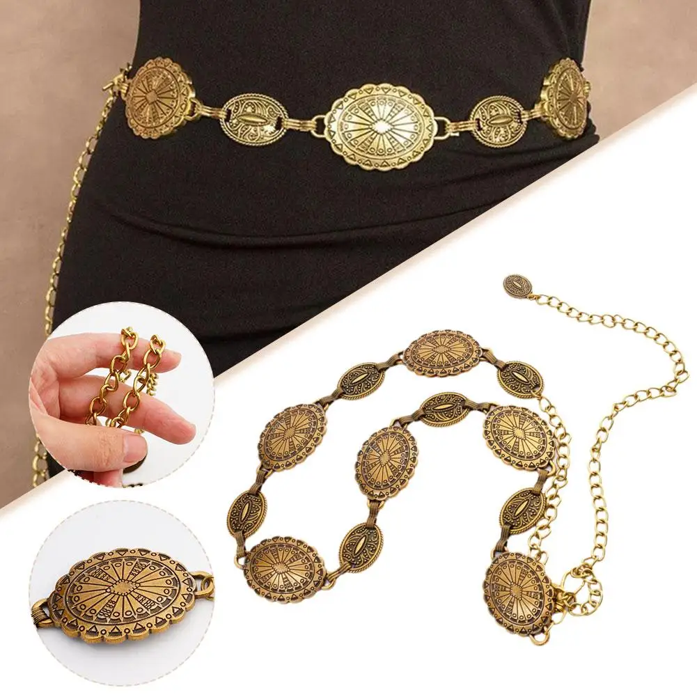 Cintura Donna Bohémien In Metallo Argentato - Stile Western Con Catene Concho, Regolabile, Per Jeans E Abiti - 5