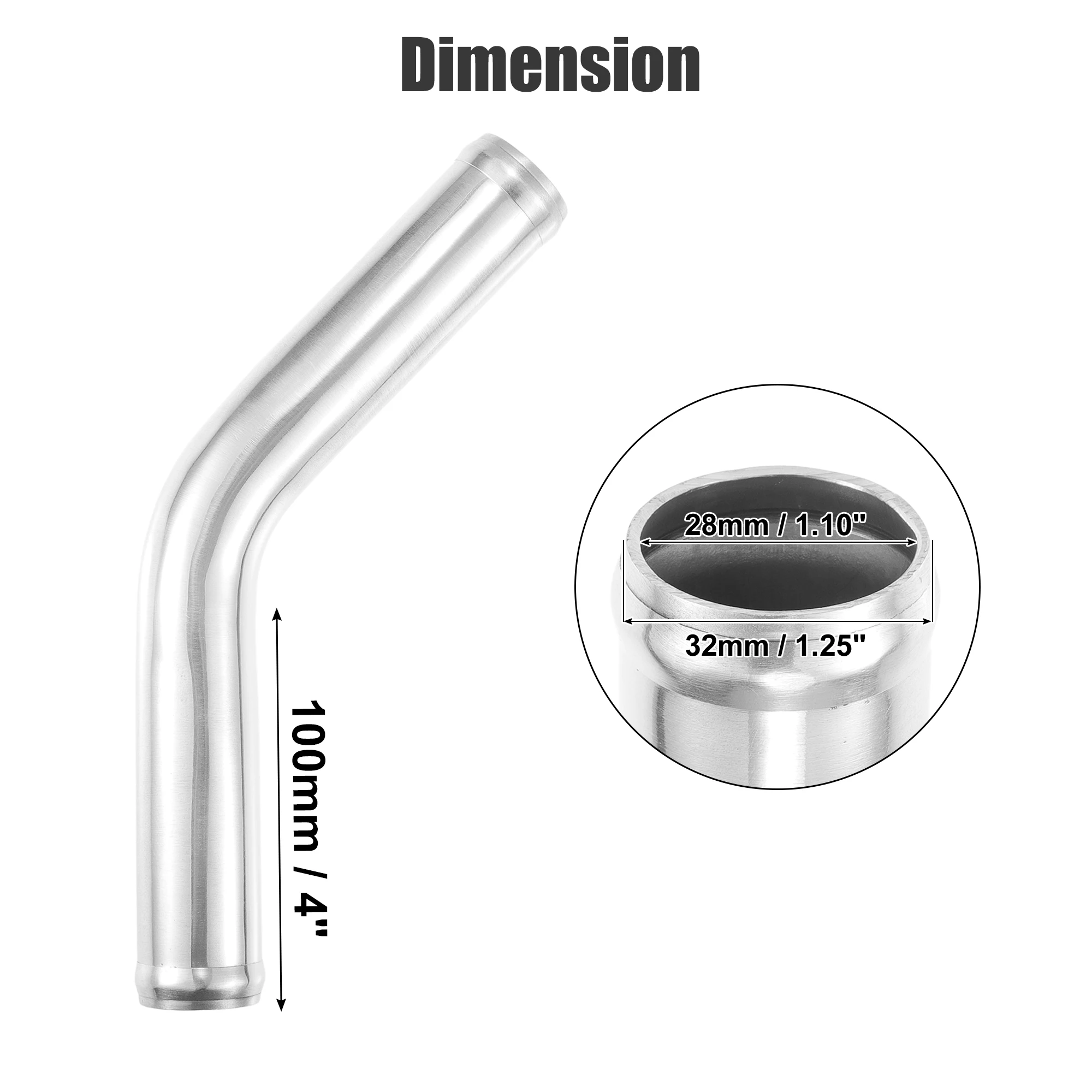 UXCELL 45도 OD 32-102mm 다리 길이 100mm 자동차 알루미늄 합금 튜브 인터쿨러 벤드 엘보 파이프 공기 흡입 조이너 튜브