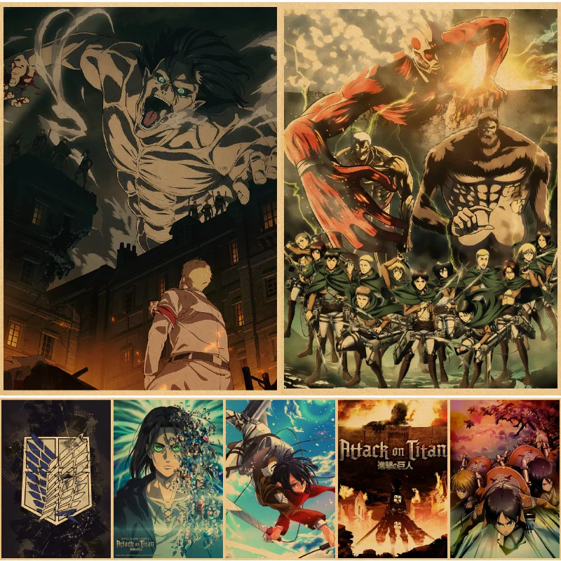 Cartaz Japonês Clássico Anime Attack on Titan, Decoração do Quarto,  Adesivos de Parede, Shingeki no Kyojin The Final Season, Parte 2, Novo, 2022