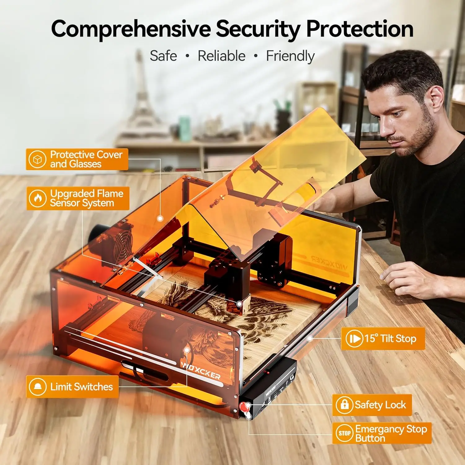 Woxcker L2 MAX 10W Laser Cutter and Engraver with 300x300mm Work Area