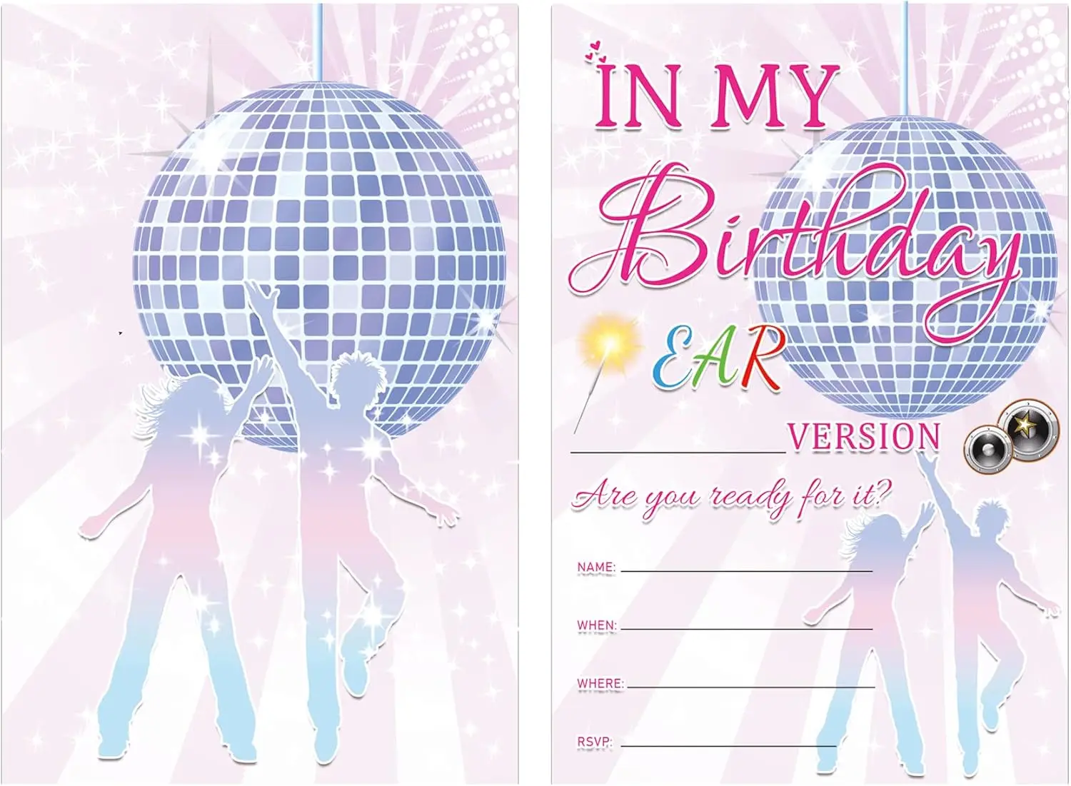 4x6Inch Disco Music Birthday Theme Party Invitations Cards Party Birthday Gift Card for Boys Girls Decoration Supplies 25Pcs