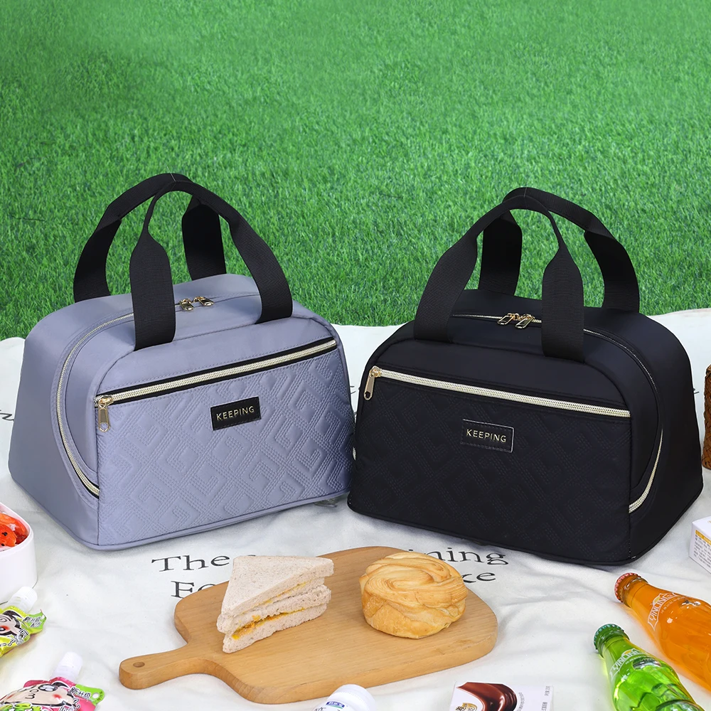 Große Lunchtasche für Damen, wasserdicht, prägnant, praktisch, frische Kühltaschen, Thermo-Frühstücks-Lebensmittelbox, tragbar, für Picknick, Reisen – Detail 7