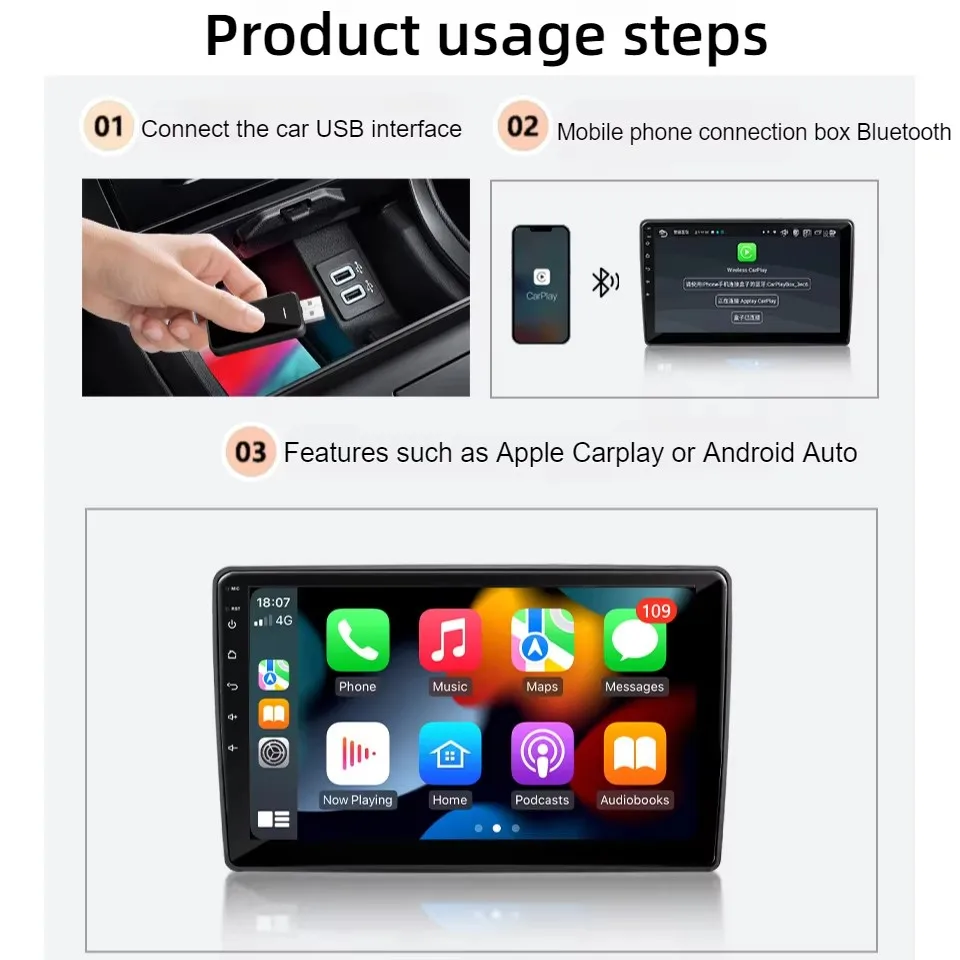 새로운 미니 무선 CarPlay 안드로이드 자동 무선 어댑터 스마트 미니 박스 플러그 앤 플레이 WiFi 빠른 연결 유니버설