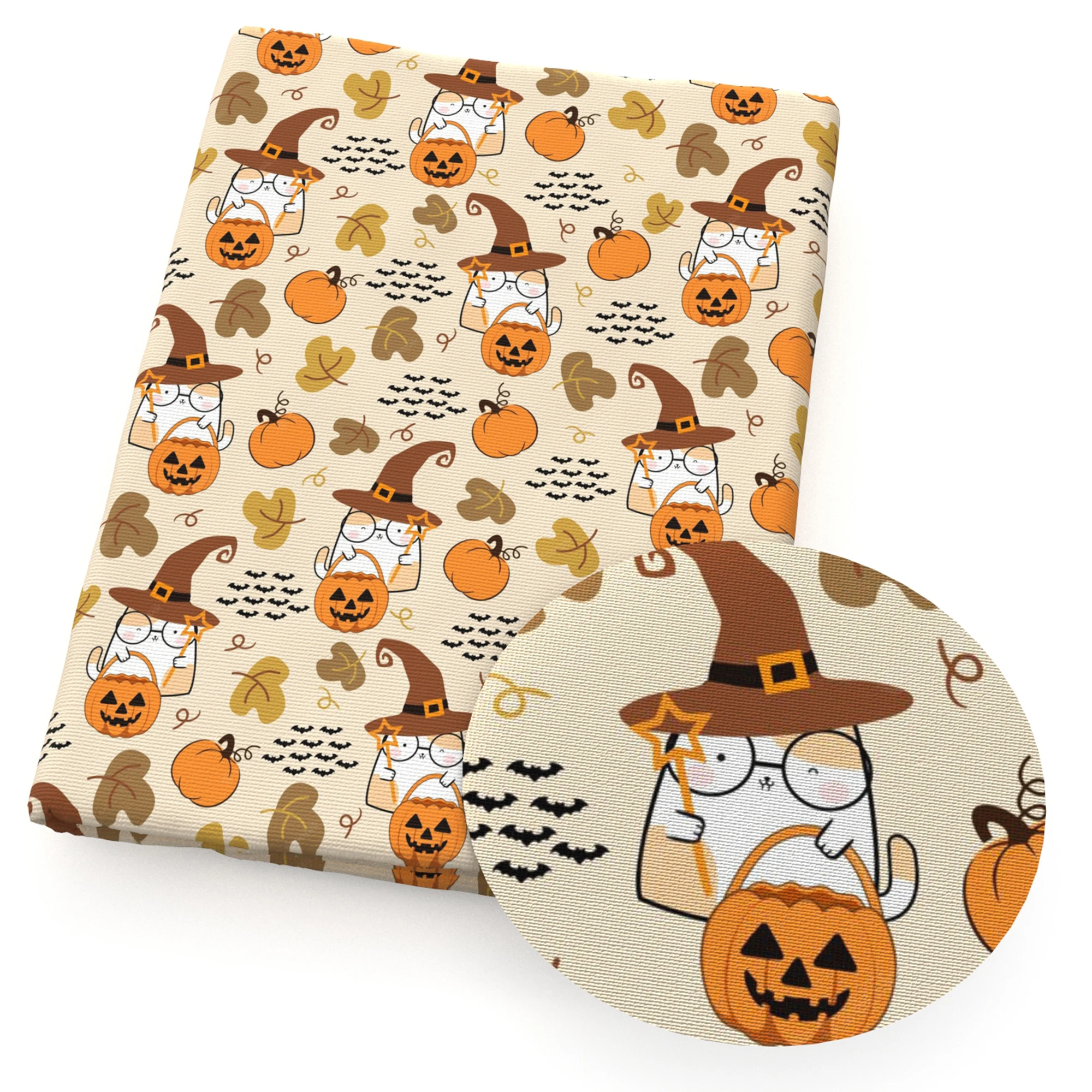 thumbnail image 1 of 50*145cm Telas de algodón de otoño con diseño de calabaza por metro Telas de hojas de arce y flores Telas de costura Vestido Manualidades DIY Textiles para el hogar, 1 of 5