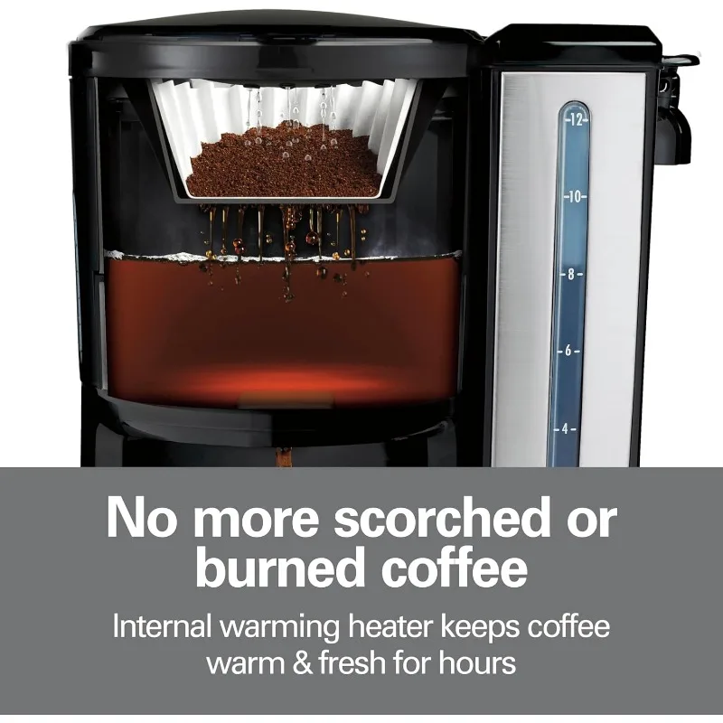 Hamilton Beach One Press Programmable Dispensing Drip Coffee Maker with 12 Cup Internal Brew Pot, Water Reservoir