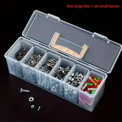 Multi - Compartment Tool Organizer and Storage Box with Handle (Clear)