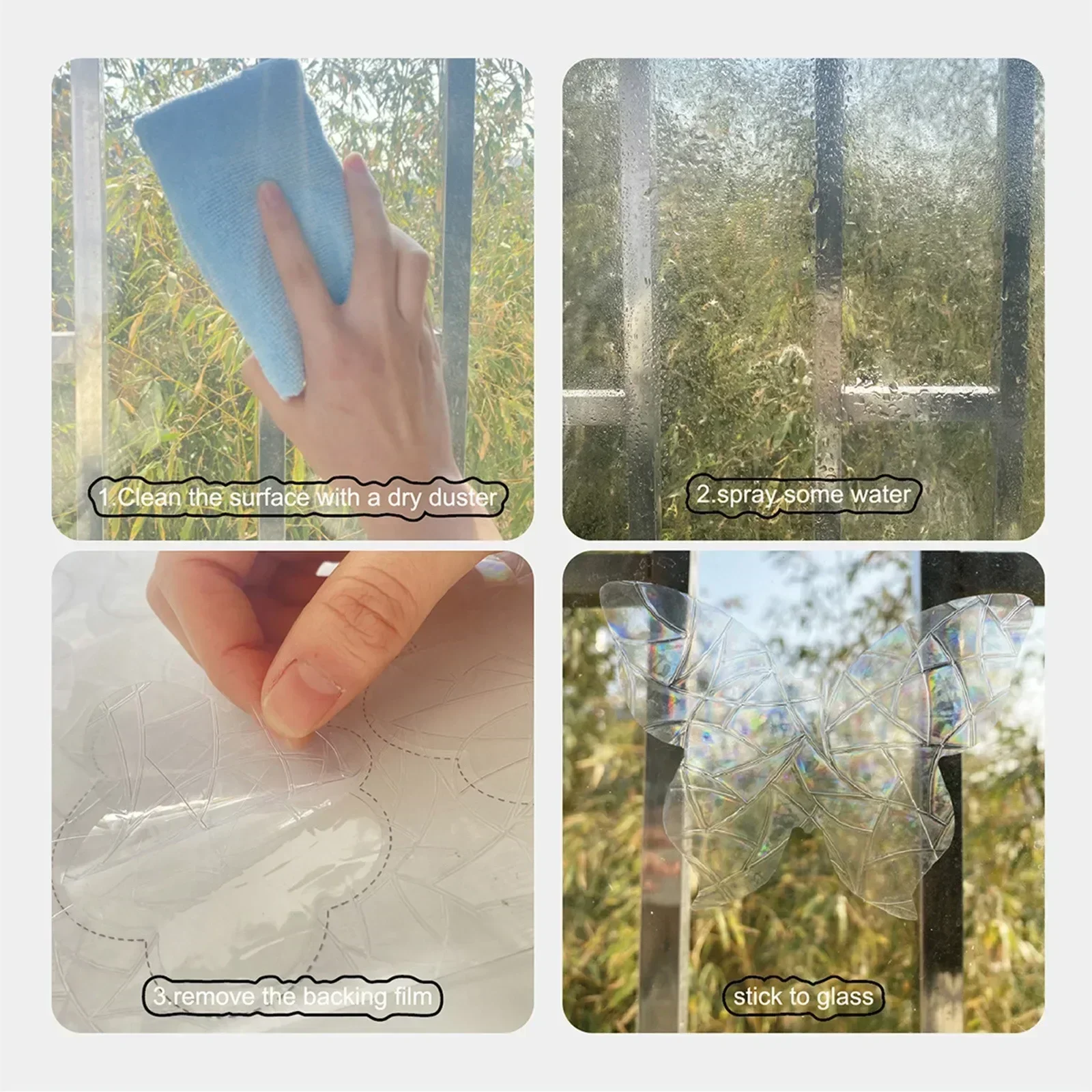 Colorful Window Sticker Suncatcher Rainbow Prism Butterfly Static Glass Sticker PVC Anti-collision Crash Glass Home Decor