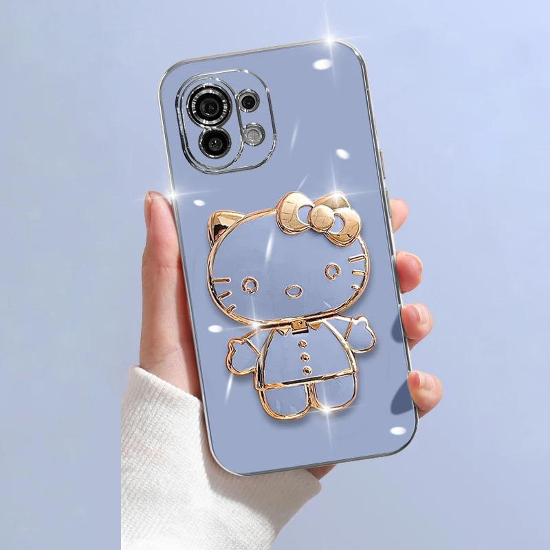 Funda con soporte de espejo Hello Kitty para Xiaomi Redmi Note 12, 4G, 5G, Turbo Plus, 12S, 11, 11S, 10, 9, 9S, 8 Pro, 12C, 10C, 10X, 9A, 9C