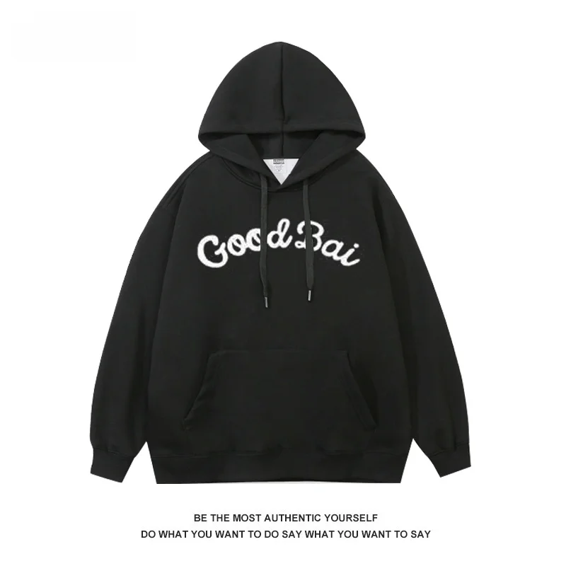 Goodbai ey Hoodie Women's Loose Fit Trendy Brand Sweatirt Outerwear Winter Comfortable Antibacterial round Ne Print