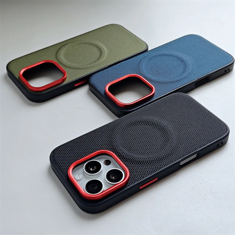 Magnetic Shockproof Matte Luxury Case - Soft Hybrid TPU, Nylon & Metal, Anti-Fingerprint Cover