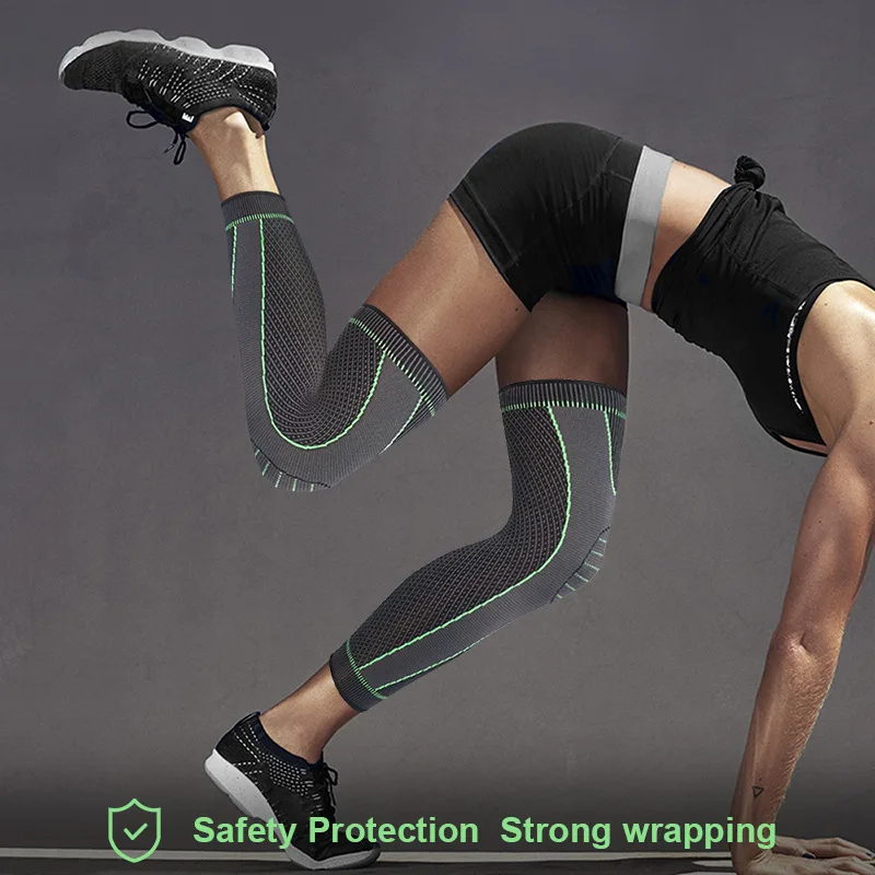 2PC Kompression Knie H&uuml;lse Hosentr&auml;ger Laufen Volleyball Tennis Sport Lange Bein &Auml;rmel Abdeckung Bein Warm Halten Relief Schmerz