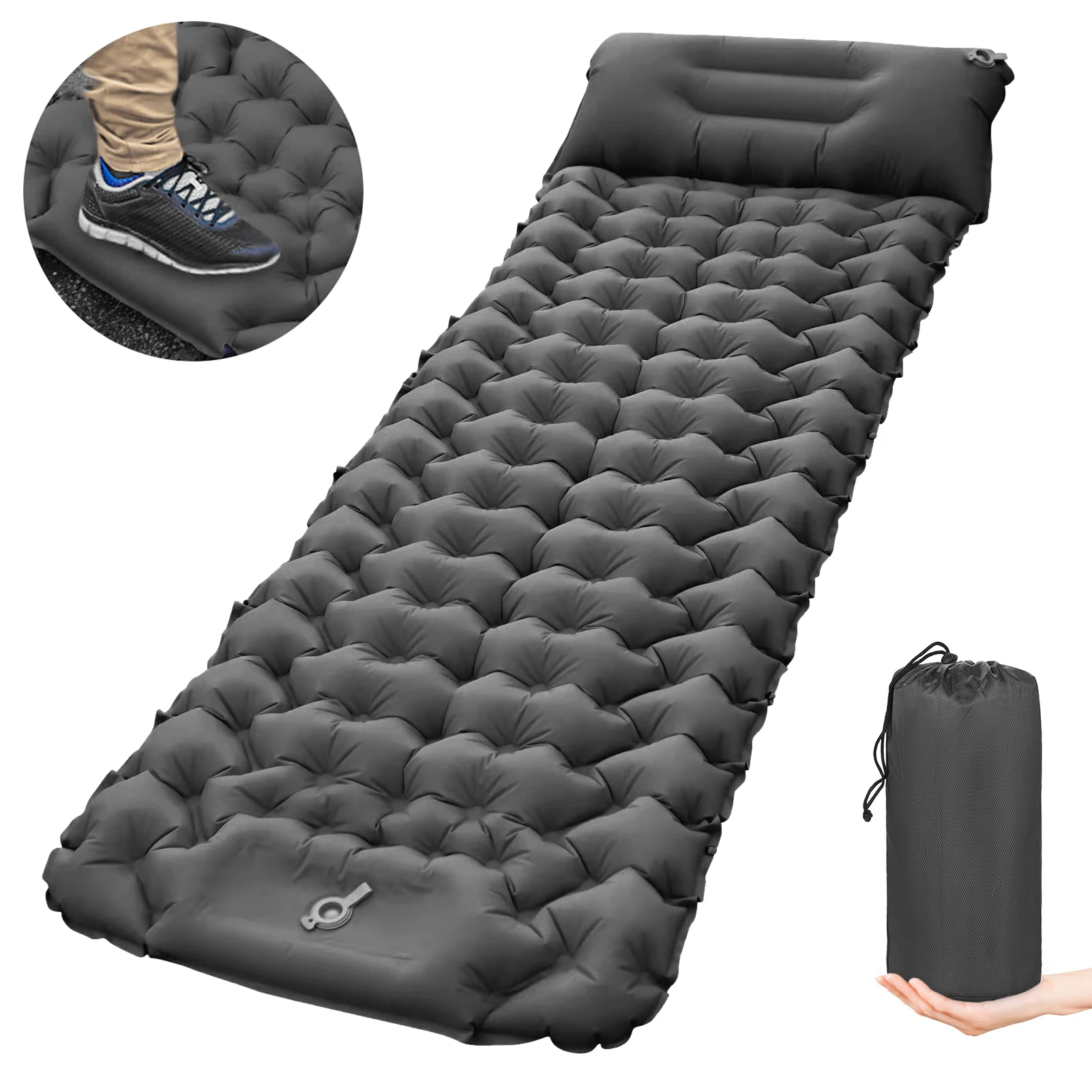 

Outdoor Camping Sleeping Pad Folding Sleep Mat Beach Inflat Mattress with Pillows Ultralight Air Mat Travel Hiking Sleeping Mat