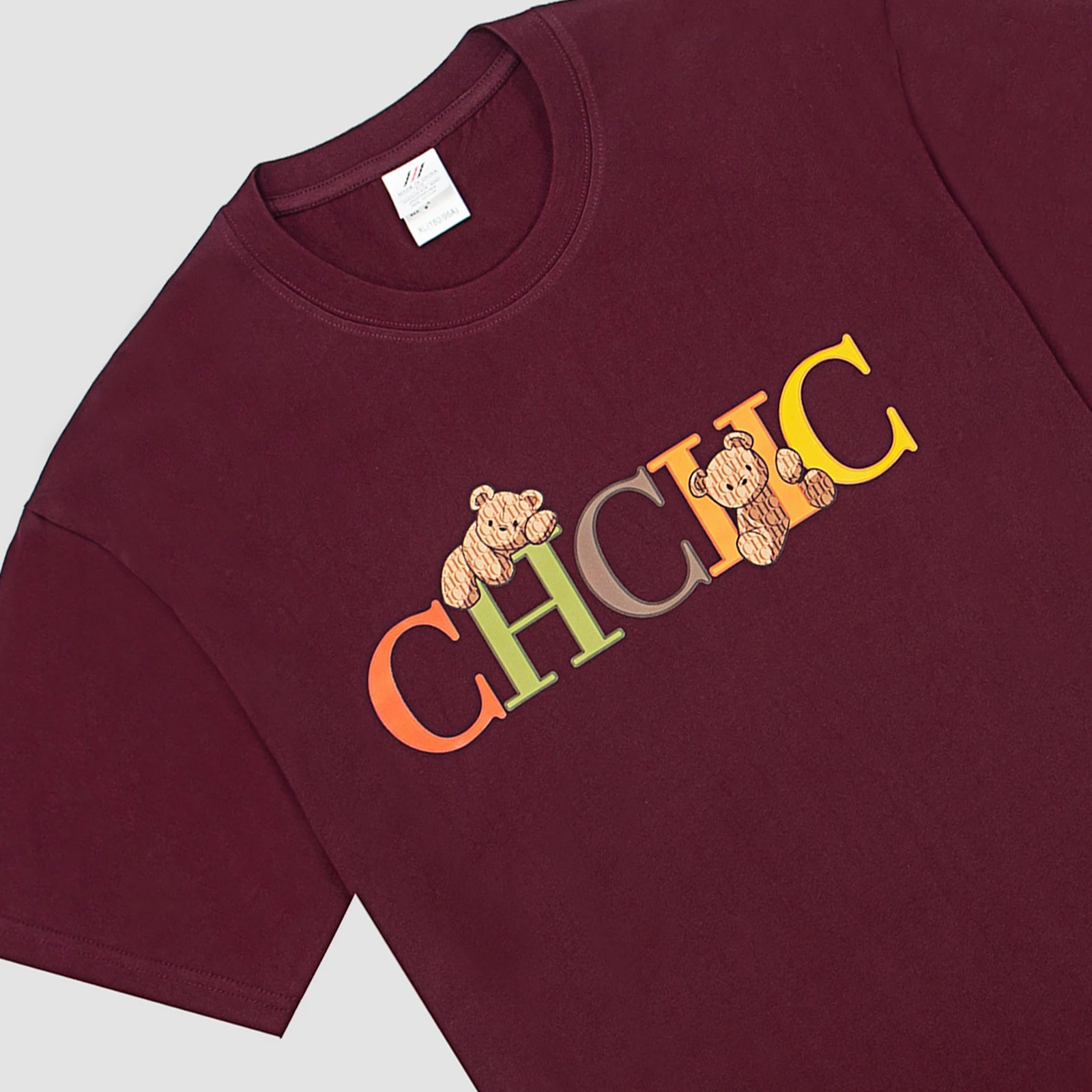 قميص نسائي CH بأكمام قصيرة من القطن الخالص ورقبة د...