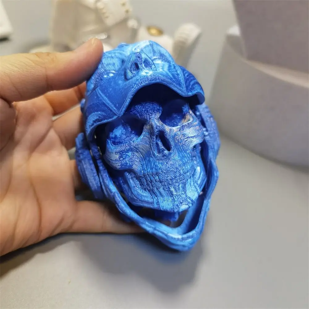 Funny Machined 3D Printing Mask Model Pla Flip Skull Mask Model Colorful Action Doll Accessories Knight Mask Toy Halloween Gift
