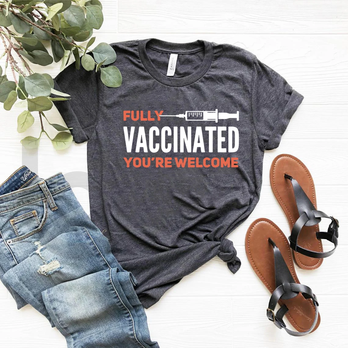 

Fully Vaccinated Still Not A Hugger Tshirt Funny Vaccinated Shirt Vaccine T Shirts Unisex Summer Short Sleeve Tees Casual Tops