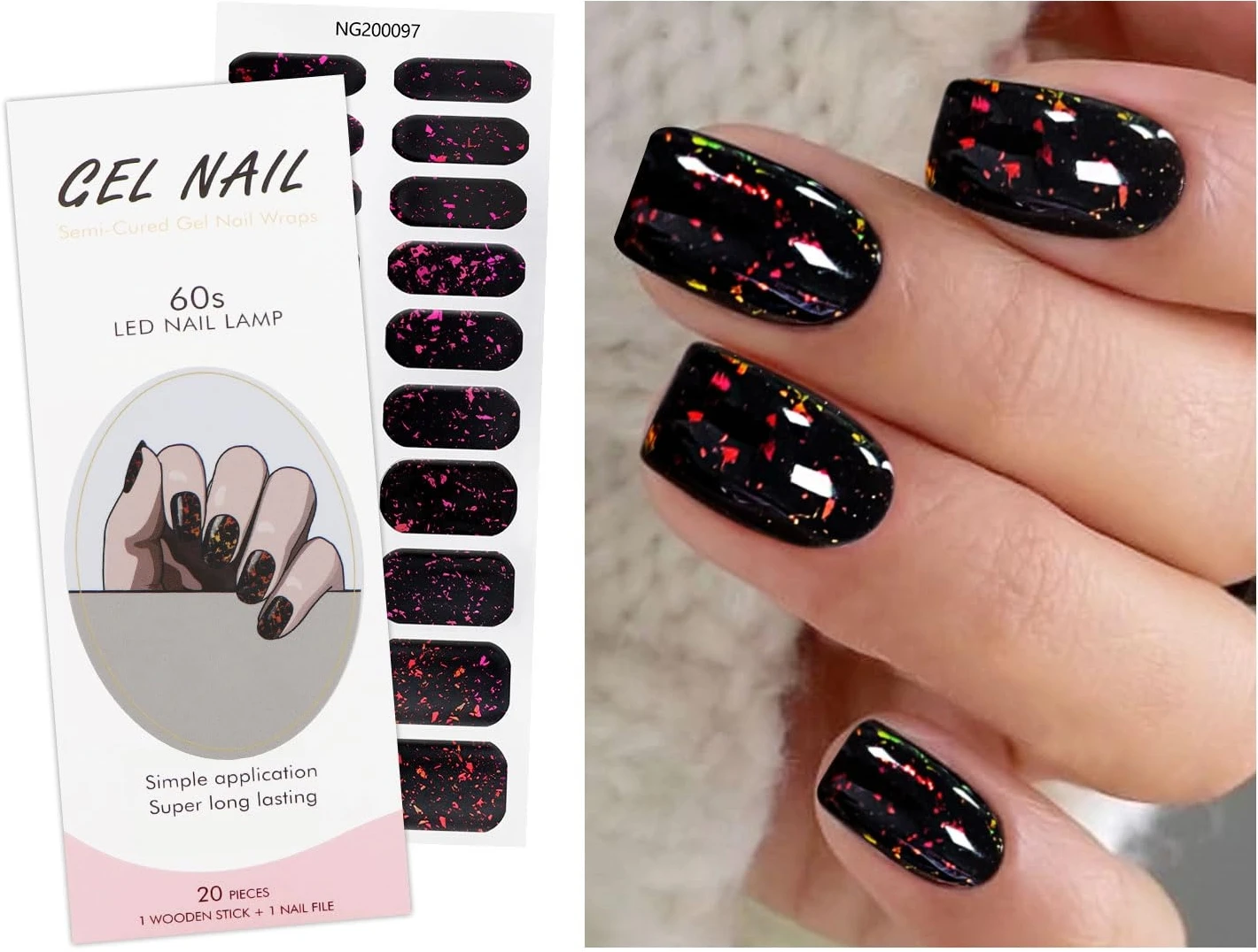 Premium Semi-Cured Nail Wraps Set - Waterproof, Long-Lasting Gel Nail Stickers