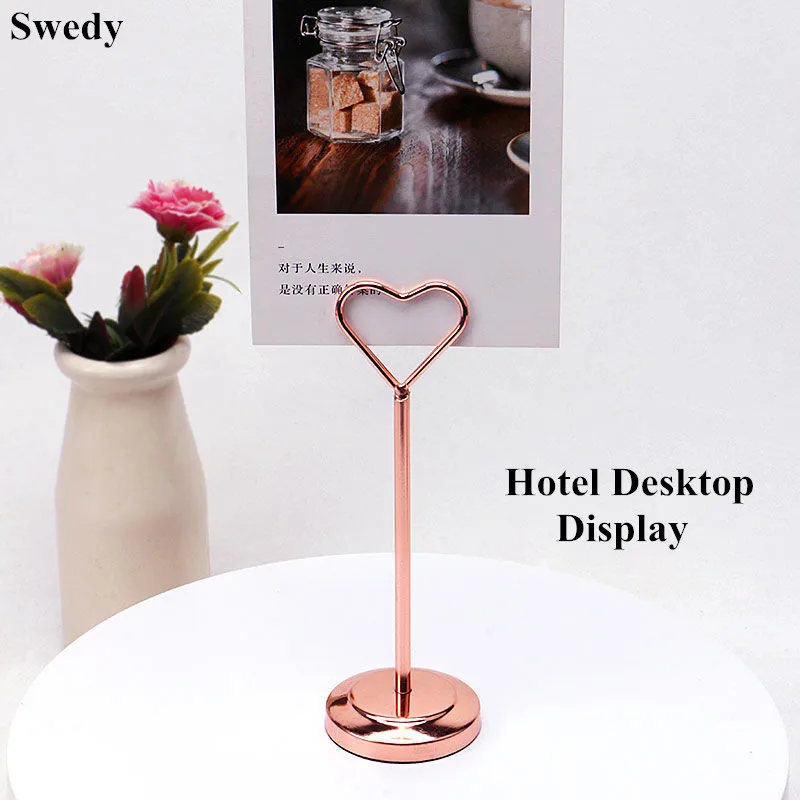 Stainless Steel Heart Shaped Wedding Table Place Card Number Holder Display Stand Restaurant Menu Paper Card Sign Holder Clip stainless steel table number holder stand heart shaped place card holder wedding seating labels clips menu sign holder stand