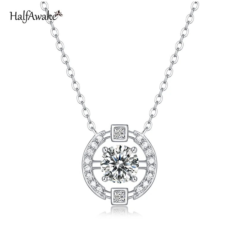 

Brilliant 1ct Moissanite Floating Diamond Necklace Jewelry 925 Free Shipping 40-45cm Adjustable Chain Anniversary Gift Party