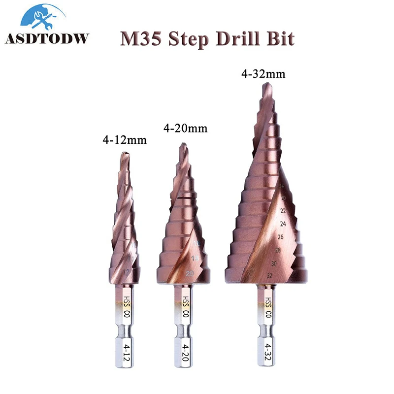 

1PC M35 Cobalt HSS Step Drill Bit High-Speed Steel Cone Hex Shank Metal Drill Bits Tool Set Hole Cutter