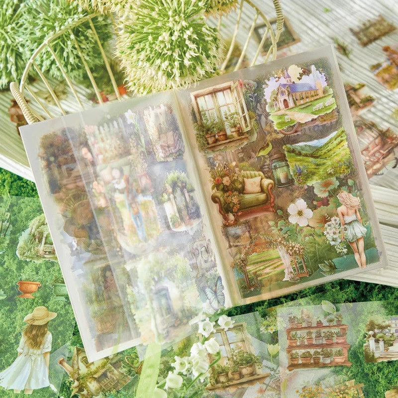 20 Fogli, Libro di Adesivi per Giardino, Materiale per Scrapbook, Adesivi Decorativi Estetici per Quaderni, Custodie per Telefoni, Diari e Cancelleria - immagine 3