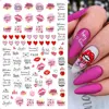 6PCS 3D Valentines Day Nail Art Sticker Lover Letter Cute Girl Cartoon Slider Full Wrap Stickers On Phone Nail Art Accessories 5