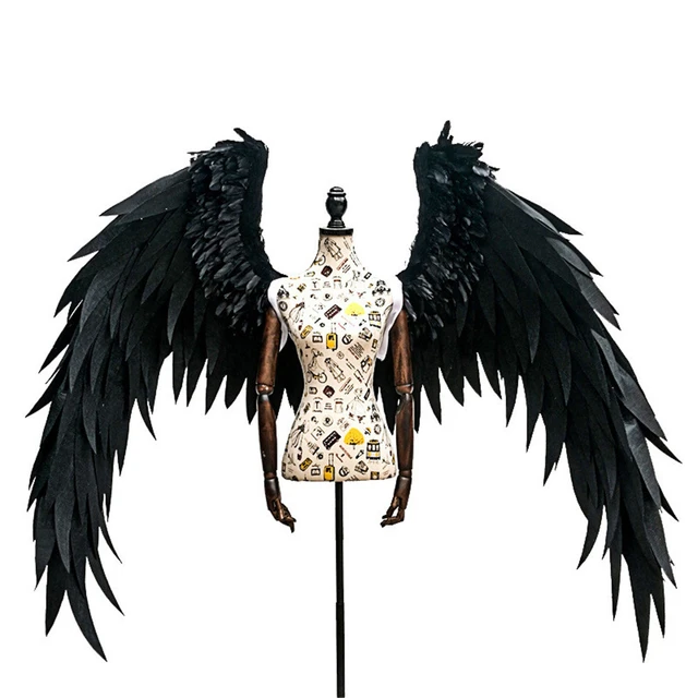  Disfraz de alas de ángel de plumas blancas iluminadas para  niños y niñas, alas de hadas negras con LED para mujeres, Halloween,  cosplay, fotografía (negro blanco cálido, niño) : Ropa, Zapatos