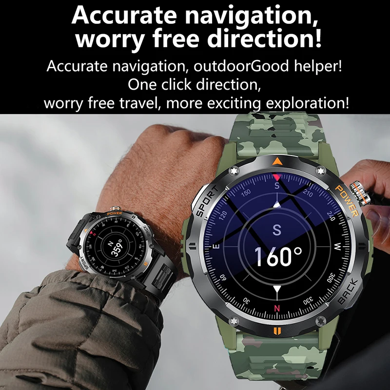 LIGE Smart Watch Man Compass Military Waterproof Watches Men Bluetooth Call Outdoor Sports Bracelet Smartwatch For Android iOS